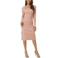 thumbnail image 2 of INSPIRE CHIC Women's Square Neck Long Sleeve Slim Fit Ribbed Knit Bodycon Midi Sweater Dress, 2 of 6