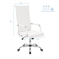thumbnail image 3 of Leather Office Desk Chair, High back Ribbed Executive Modern Conference Room Chairs with Arms Task Chair Adjustable Swivel Chair for Home Office, White, 3 of 7