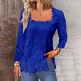 thumbnail image 2 of Timegard Womens Tops Lace Square Neck Long Sleeve Solid Color Blouse Fall Dressy Casual Tunic Tops, 2 of 6