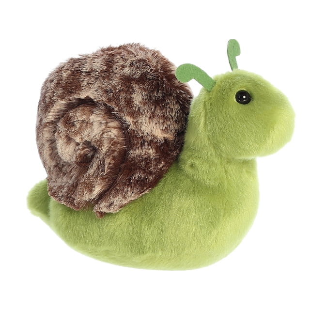 Aurora Mini Flopsie - Slow Snail 8 Toutou Présentant un Corps Vert Doux et une Coquille Brune Texturée. Ce Jouet en Peluche de 8 Pouces Est Conçu pour s'Allonger et Se Reposer sur le Ventre et Est Fabriqué à Partir de Matériaux de Luxe pour une Douceur Nuageuse. Comprend des Granules de Haricot pour la Stabilité, le Rendant Idéal pour les Câlins, le Temps de Jeu Ou comme Compagnon en Peluche.