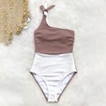 thumbnail image 3 of B91xZ Women's One Piece Swimsuits One Shoulder Color Clock Swimwear Cutout Bathing Suit,Khaki S, 3 of 5