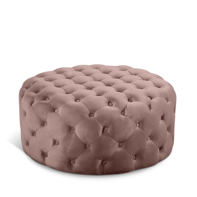 Meridian Furniture Addison Ottomane et Banc en Velours Rose Capitonné à Boutons