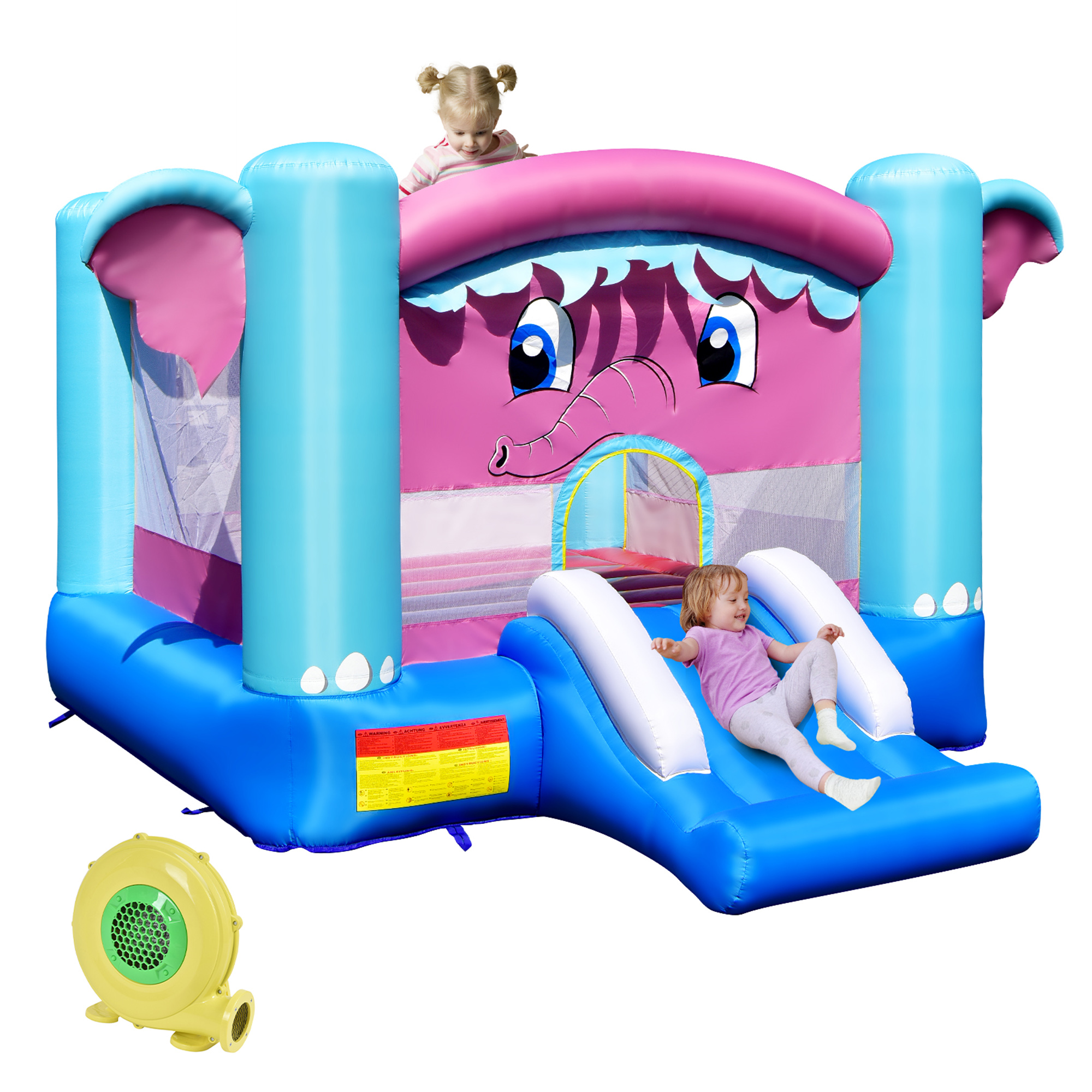 Gymax Maison Gonflable Rebondissante 3-en-1 Thème Éléphant Château Gonflable avec Souffleur 480 W