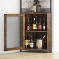 thumbnail image 4 of GloryStar Farmhouse Wine Bar Corner Cabinet with Storage, Small Buffet Sideboard with Detachable Rack and Buffet Mesh Door, Glass Rack, Liquor Coffee Bar Cupboard for Kitchen, Dining Room, 4 of 9