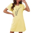 thumbnail image 4 of Mrat un Pyjama Femmes Chemise de Nuit Vêtements de Nuit Manches Courtes Chemise de Nuit Décontractée Imprimée Robe de Nuit Ample Confortable Pyjama S-78 Jaune TG, 4 of 7