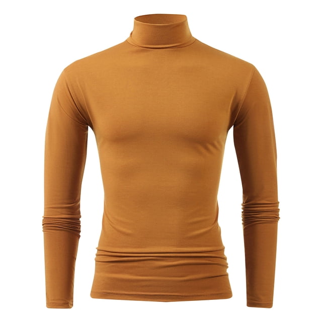yardsong Men's Fall Winter Thermal Base Layer - Compression Mock Neck Warm Long Sleeve Solid Pullover Top Khaki,S