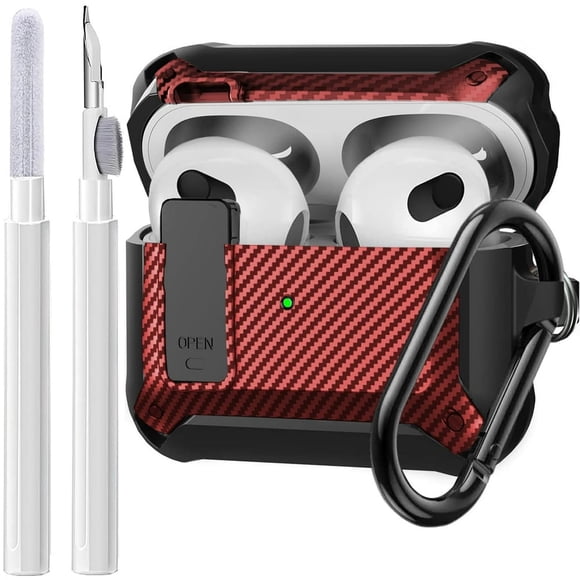 SUTENGDA Airpods Pro 2e/1re Génération Étui d'Écouteurs Antichoc avec Verrou et Trousse de Nettoyage Noir