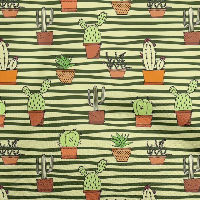oneOone Coton Cambric Vert Foncé Tissu Cactus Matière de Robe Tissu Imprimé Tissu au Mètre 56 Pouces de Large