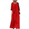 thumbnail image 2 of Gspmoly Robe d'Été, Robe Décontractée pour Femmes de Printemps et d'Été à Col en V, Unie et en Lin, avec Poches, à Manches Longues, Robes de Cocktail, Offres Prime, 2 of 6