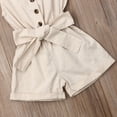thumbnail image 4 of Faithtur Baby Girl Sleeveless Romper Button Shorts with Belt Jumpsuit, 4 of 8