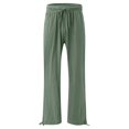 thumbnail image 4 of Yuyuzo Womens Pants Solid Color Elastic Waist Drawstring Casual Wide Leg Pants Ladies Loose Lounge Pants For Workout, 4 of 7