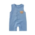 thumbnail image 1 of Baby Romper for Newborns and Infants, Sleeveless Short Climbing Bear Embroidered Gauze, Breathable and Sweat-Absorbing, Double-Layer Concealed Button Design for 3 Months to 2 Years, 1 of 9