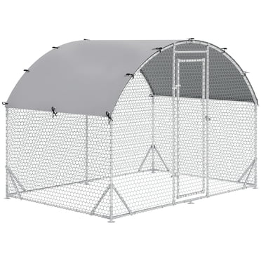 PawHut Galvanized Large Metal Chicken Coop Cage 9.2' x 6.2' x 6.5'