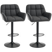 HOMCOM Adjustable Bar Stools Set of 2, Swivel Tufted Fabric Barstools