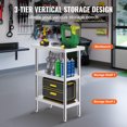 thumbnail image 4 of KFFKFF Food Preparation Table in Stainless Steel, Dimensions 14 x 24 x 34 Inch, Suitable for Commercial Kitchen Use, Comes with 2 Modifiable Undershelves, Robust Prep Table and Metal Work Table, 4 of 9