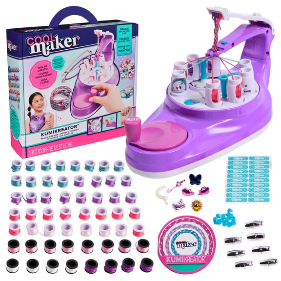 Cool Maker, KumiKreator Bead & Braider, Coffret de fabrication de colliers et de bracelets d'amitié, Jouets d'art pour filles à partir de 8 ans