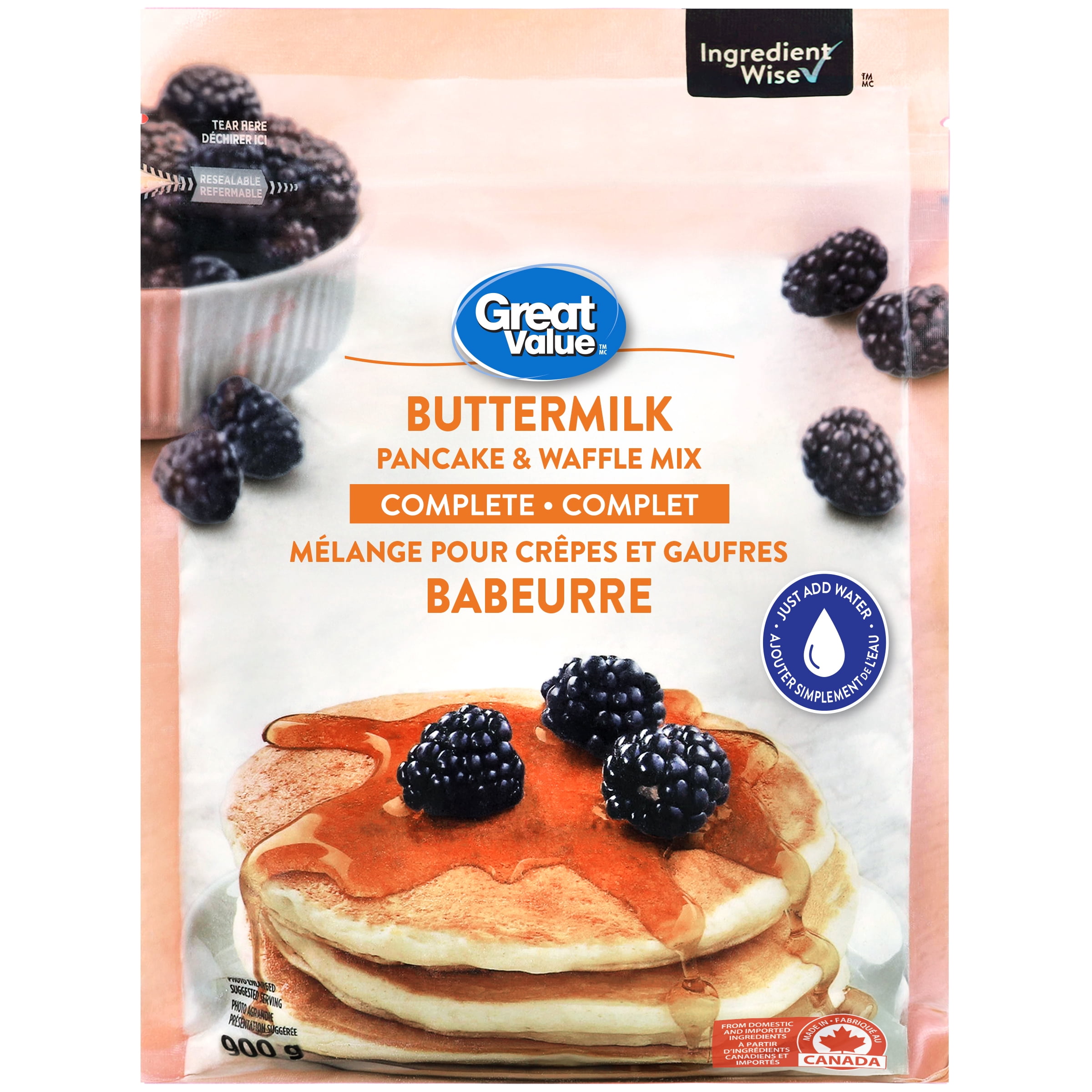 Mélange pour crêpes et gaufres au babeurre complet Great Value