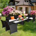 thumbnail image 1 of Gymax Ensemble de Conversation de Patio en Rotin 8 Pcs pour l'Extérieur avec Table à Café Canapé Coussiné, 1 of 10