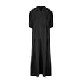 thumbnail image 3 of AherBiu Robe d'Été Grande Taille Tendance à Boutons à Manches Courtes Robe Maxi Décontractée à Étages Fluide Longue, 3 of 6