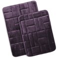 thumbnail image 1 of Clara Clark Bathroom Rugs, Velvet Memory Foam Bath Mat, Ultra Soft Non Slip and Absorbent - Tiled - Set of 2 - Purple, 1 of 6