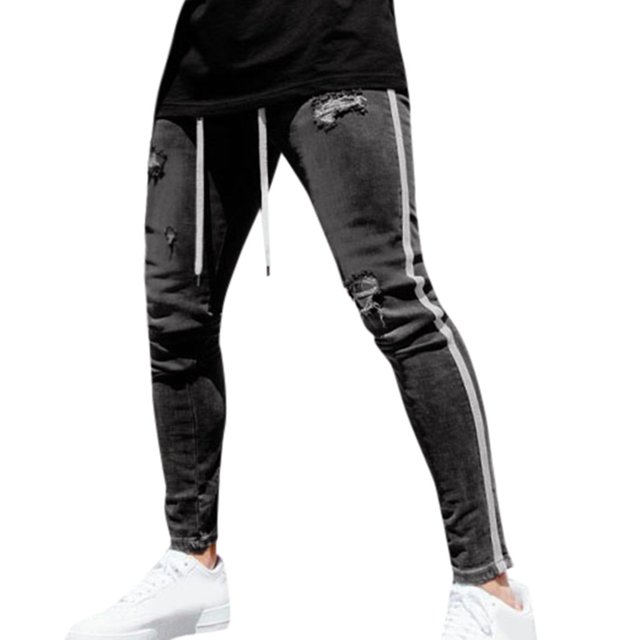 B91xZ Mens Jeans Regular Fit Tapered Leg Distressed Destroyed Pants,Gray XXL