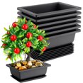 thumbnail image 1 of Plastic Plant Pot Rectangular - 6PCS Planter Pot Flower Pot with 6PCS Drip Tray, 1 of 5