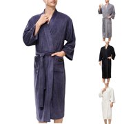 Horkkom Robe for Men Fleece Fuzzy Warm Nightgown Winter Soft Tie House Coat with Pockets XL, Gifts for Men