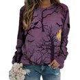 thumbnail image 2 of Hauts pour Femmes Chic Décontracté 2023 Halloween Imprimé Manches Longues Col Rond Chandail à Capuchon Décontracté Hauts Costumes d'Halloween pour Femmes en Liquidation, 2 of 5