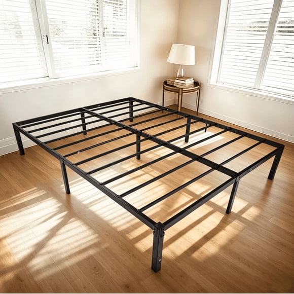 Queen Bed Frame No Box Spring Needed, Heavy Duty Metal Slats Support Platform Bed Frame, 12 inch Underbed Storage, Easy Assembly