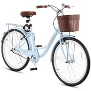 Viribus Women's Comfort Bike 24 Inch Beach & City Cruiser Bicycle with Basket Rack Mint