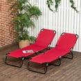 thumbnail image 2 of Outsunny Ensemble de 2 Chaises Longues d'Extérieur Pliantes, Dossier Réglable, Rouge, 2 of 10
