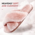 thumbnail image 3 of Women's Fuzzy Slippers Cross Band Memory Foam House Slippers Open Toe, 3 of 6
