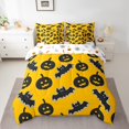 thumbnail image 2 of YST Ensemble de Douillette Simple 7 Pcs, Ensemble de Lit Réversible d'Halloween Simple, Ensemble de Literie Simple Lanterne Citrouille avec Douillette Chauve-Souris Noire, Drap Plat, Drap-Housse, Taies d'Oreiller, Couvre-Oreillers, 2 of 5