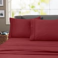 thumbnail image 2 of 600 Thread Count 100% Cotton Wrinkle Free Striped Sheet Set (King, Burgundy), 2 of 2