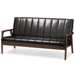 Baxton Studio Nikko Faux Leather Sofa in Black and Walnut