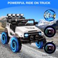 thumbnail image 3 of 12V Electric Kids Ride On Car with Remote Control, Electric Truck with 5MPH Max Speed, Steering Wheel, Accelerator Pedal, Treaded Tires, Music and Story,Ride On Toy for Kids Ages 37-96 Months, 3 of 7
