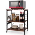 thumbnail image 1 of Costway 3-Tier Kitchen Baker's Rack Microwave Oven Storage Cart w/ Hooks Vintage, 1 of 9