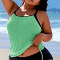 thumbnail image 5 of FAVIPT Tummy Control Ruched Tankini Women 2 Piece Drawstring Bathing Suit Tropical Summer Beach Comfy Swimwear Mint Green,XL, 5 of 5