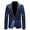 thumbnail image 1 of Navy Man Sequin Bling Glitter Basic Jackets Blazers Outfits for Mens Work Office Formal Prom Party Evening Gowns Modest Concert Fall Winter Button 2025 Clothing XL, 1 of 3