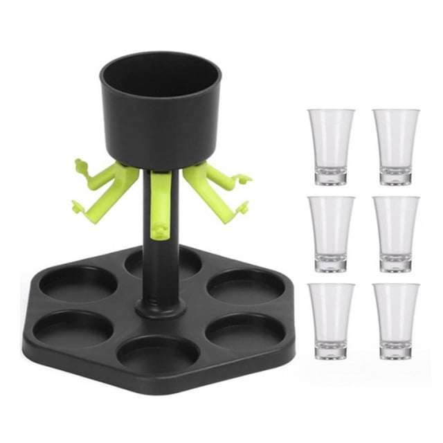 Dvkptbk Distributeur de Vin 6 Verres à Shooter Distributeur et Distributeur de Vin d'Alcool de Fête Cadeaux de Fête Porte-Bouteilles Distributeur Kitchen Essentials