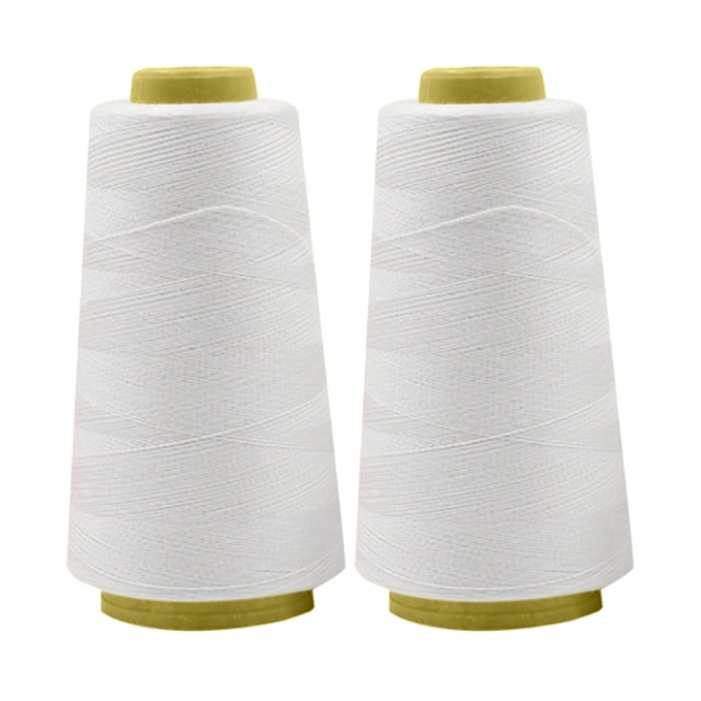WIFKLSIIPG Fils à Coudre Polyester 3000 Yards par Bobines pour Couture à la Main et à la Machine 2 Pcs (Blanc)