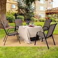 thumbnail image 2 of Gymax 4PCS Patio Stacking Dining Chairs w/ Curved Armrests & Breathable Seat Fabric Brown, 2 of 10