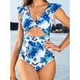 thumbnail image 1 of Charmo Ruffled One Piece Swimsuit for Women High Cut Bathing Suits Backless Monokini Swimwear, 1 of 6