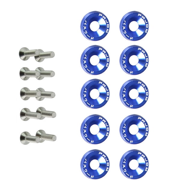 Langgg 10 Pieces Car Screws Washers Assortment Set Vehicle Bolts Decorative Washer Kit Automotive Automobile Spare Parts Red Blue