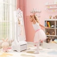 thumbnail image 2 of Costway Kids Vanity Set Princess Makeup Dressing Table and Chair Set with Jewelry Armoire White, 2 of 10