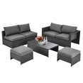 thumbnail image 2 of Costway 6PCS Patio Rattan Furniture Set Space Saving Cushioned Fully Assembled, 2 of 10