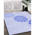 thumbnail image 3 of Ahgly Tapis Rond Lavable en Machine Intérieur Transitionnel Bleu Lavande, 5 Pieds Rond, 3 of 7