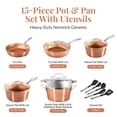 thumbnail image 2 of Gotham Steel Hammered 15 Pc Ceramic Pots and Pans Set Non stick, Cookware Set Nonstick for Kitchen with Utensils, Pots and Pans for Cooking, Non Toxic Cookware Sets, Oven and Dishwasher Safe, Copper, 2 of 8