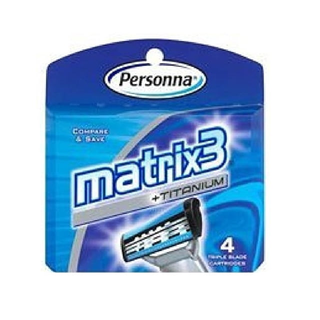 Personna Matrix3 Titanium Triple Blade Refill Cartridge Blades, 4 Ct.