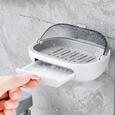 LSLJS Soap Dish Holder Shower Bar Soap Holder with Drainage Port Wall Mounted Soap Box for Shower, Bathroom, Bathtub, Kitchen Sink, Keep Soap Bars Dry, Drainage Soap Holder